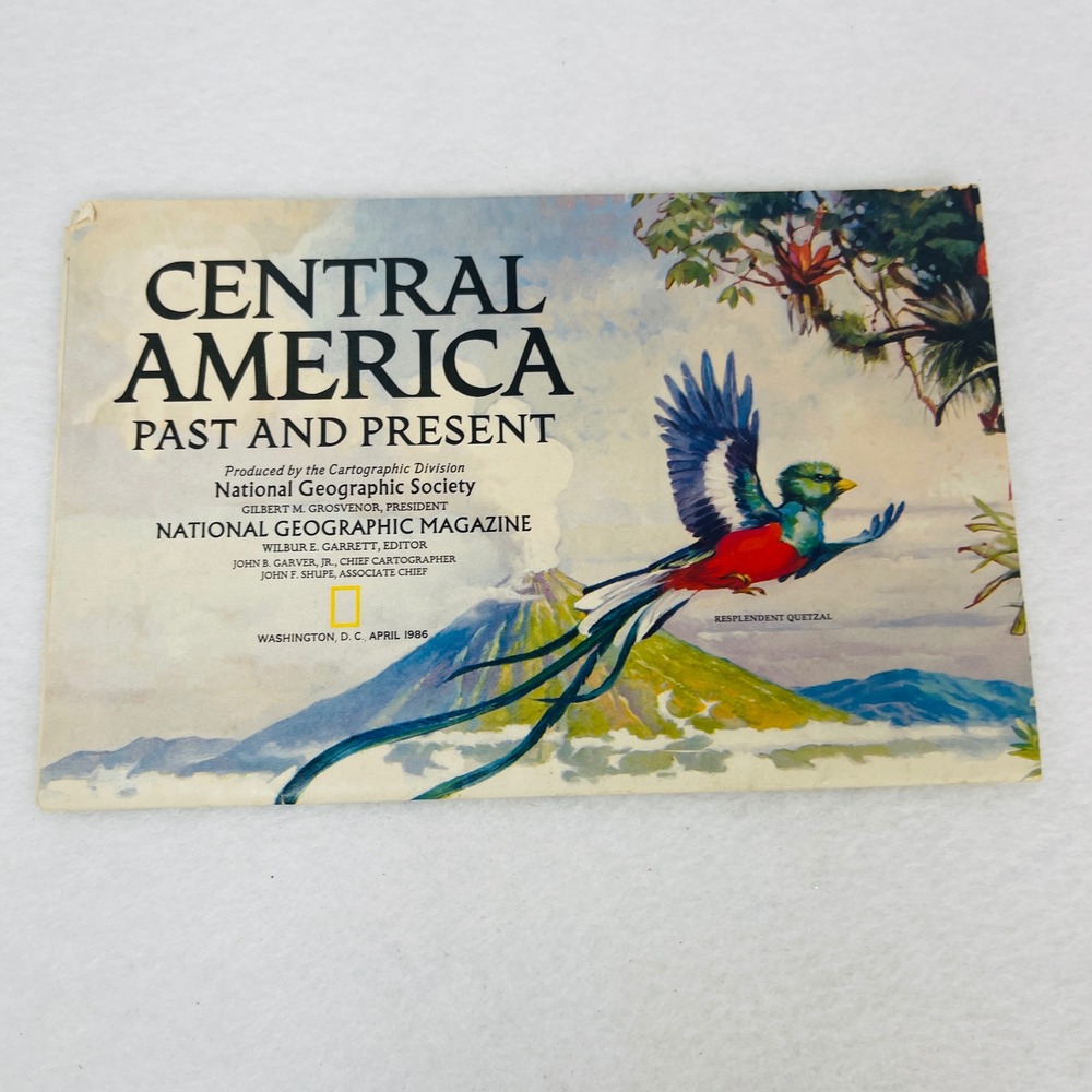 National Geographic Central America Past and Present Map April 1986 Vintage